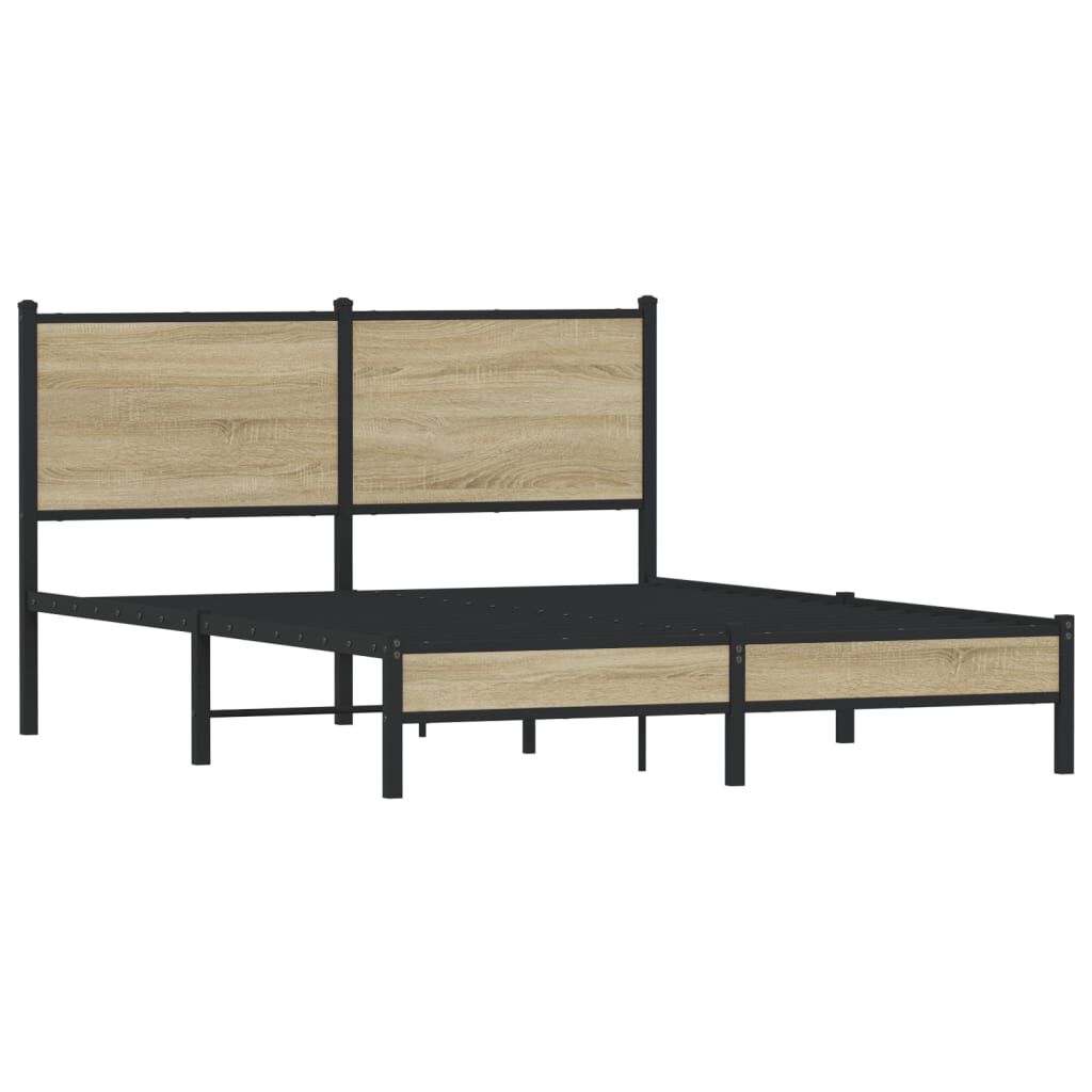 vidaXL Σκελετός Κρεβ. Χωρίς Στρώμα Sonoma Δρυς 140x200 εκ. Μεταλλικό