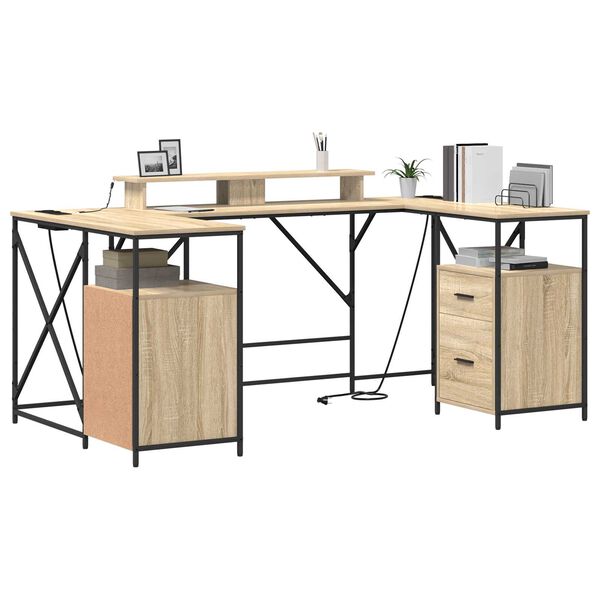 vidaXL Γραφείο Sonoma Oak 182 x 101 x 87.5 εκ. Επεξεργασμένο ξύλο