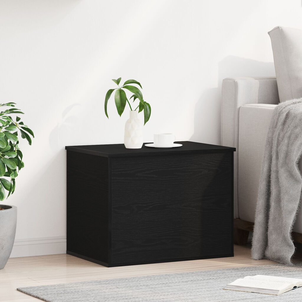 vidaXL Κουτί αποθήκευσης με καπάκι Μαύρη Δρυς 60x42x46 εκ. Κατασκευασμένο ξύλο