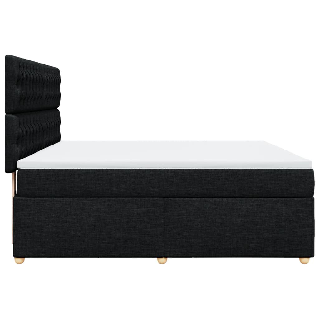 vidaXL Κρεβάτι Boxspring με Στρώμα Μαύρο 180x200 εκ. Υφασμάτινο