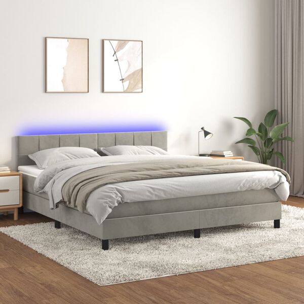 vidaXL &Kappa;&rho;&epsilon;&beta;ά&tau;&iota; Boxspring &mu;&epsilon; &Sigma;&tau;&rho;ώ&mu;&alpha; & LED &Alpha;&nu;.&Gamma;&kappa;&rho;&iota; 180x200 &epsilon;&kappa;. &Beta;&epsilon;&lambda;&omicron;ύ&delta;&iota;&nu;&omicron;