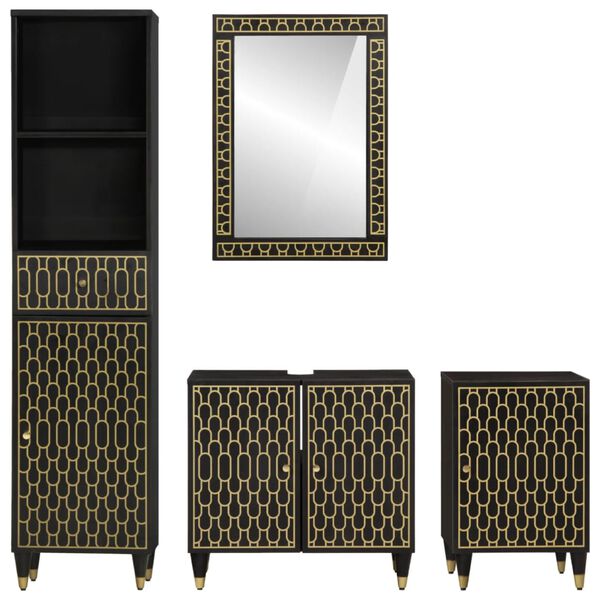 vidaXL Έπιπλα Μπάνιου Σετ 4 Τεμαχίων από Μασίφ Ξύλο Μάνγκο