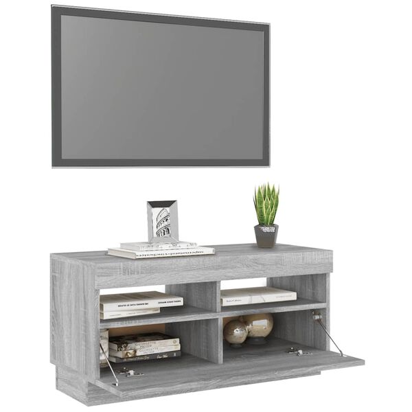 vidaXL Έπιπλο Τηλεόρασης με LED Γκρι Sonoma 80x35x40 εκ.