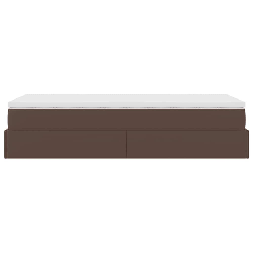 vidaXL Οθωμανικό κρεβάτι με στρώμα καφέ 100x200cm Faux Leather
