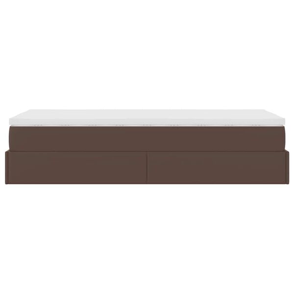 vidaXL Οθωμανικό κρεβάτι με στρώμα καφέ 100x200cm Faux Leather