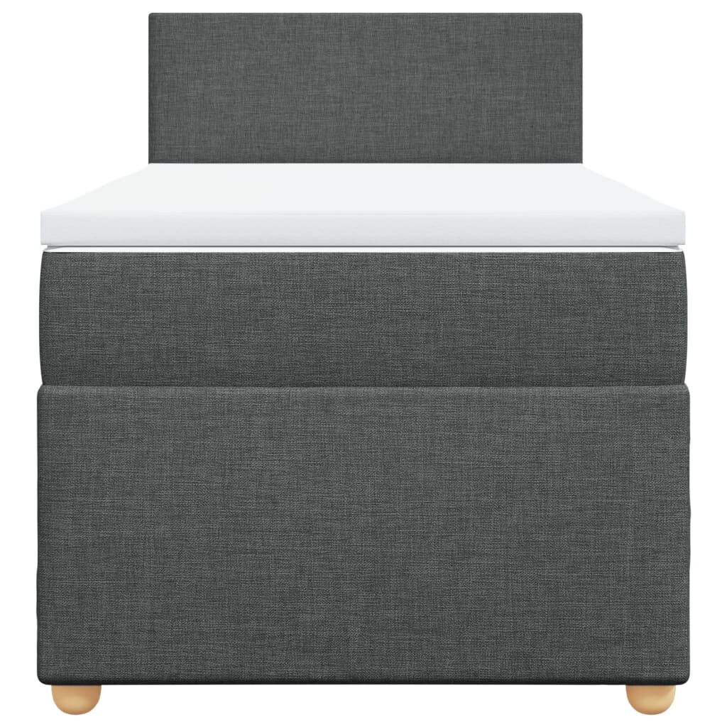 vidaXL Κρεβάτι Boxspring με Στρώμα Σκούρο Γκρι Single Υφασμάτινα