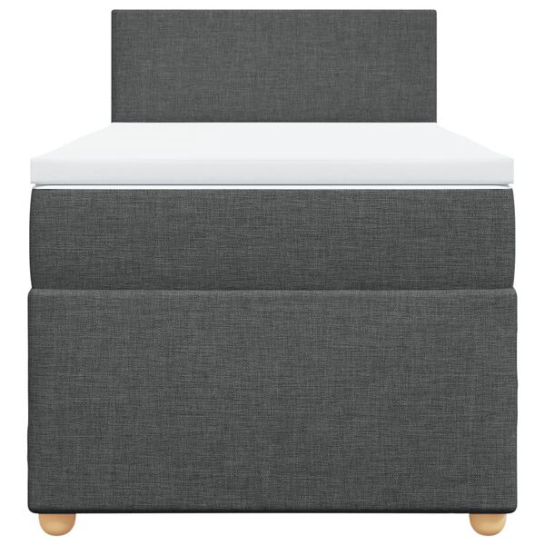 vidaXL Κρεβάτι Boxspring με Στρώμα Σκούρο Γκρι Single Υφασμάτινα