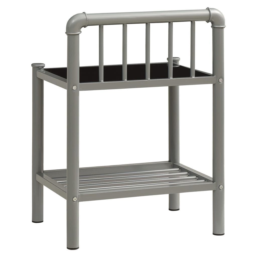 vidaXL Κομοδίνο Γκρι/Μαύρο 45 x 34,5 x 62,5 εκ. από Μέταλλο και Γυαλί