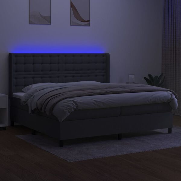 vidaXL &Kappa;&rho;&epsilon;&beta;ά&tau;&iota; Boxspring &mu;&epsilon; &Sigma;&tau;&rho;ώ&mu;&alpha; & LED &Sigma;&kappa;.&Gamma;&kappa;&rho;&iota; 200x200&epsilon;&kappa;. &Upsilon;&phi;&alpha;&sigma;&mu;ά&tau;&iota;&nu;&omicron;