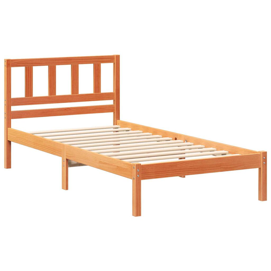 vidaXL Σκελετός Κρεβατιού Καφέ κεριού 75 x 190 cm Συμπαγές ξύλο πεύκου