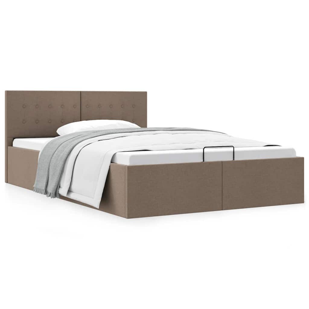 vidaXL Πλαίσιο Κρεβατιού με Αποθηκ. Χώρο Taupe 120x200 εκ. Υφασμάτινο