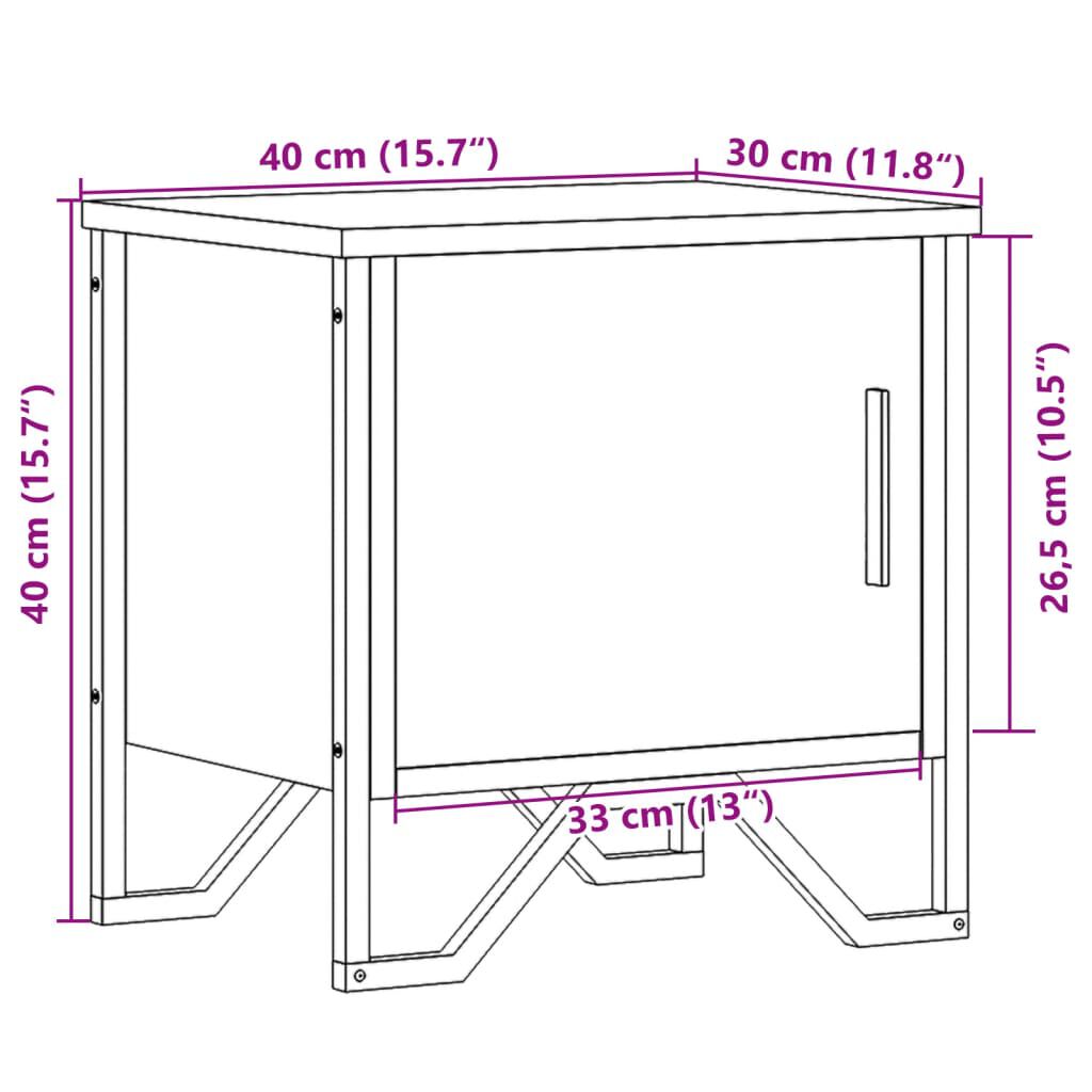 vidaXL Κομοδίνο Μαύρο 40 x 30 x 40 εκ. από Επεξεργασμένο Ξύλο