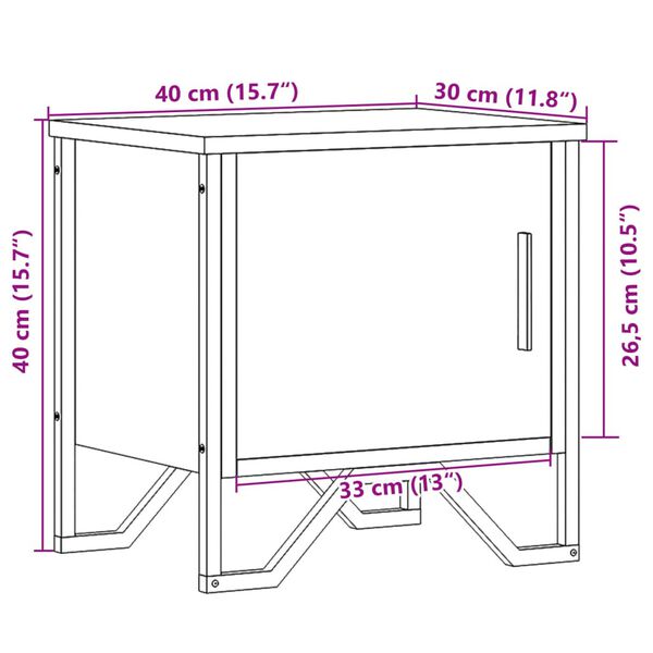 vidaXL Κομοδίνο Μαύρο 40 x 30 x 40 εκ. από Επεξεργασμένο Ξύλο