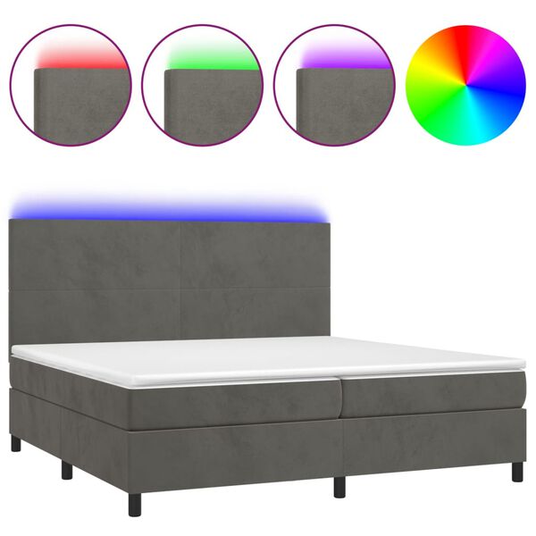 vidaXL &Kappa;&rho;&epsilon;&beta;ά&tau;&iota; Boxspring &mu;&epsilon; &Sigma;&tau;&rho;ώ&mu;&alpha; & LED &Sigma;&kappa;. &Gamma;&kappa;&rho;&iota; 200x200&epsilon;&kappa;. &Beta;&epsilon;&lambda;&omicron;ύ&delta;&iota;&nu;&omicron;