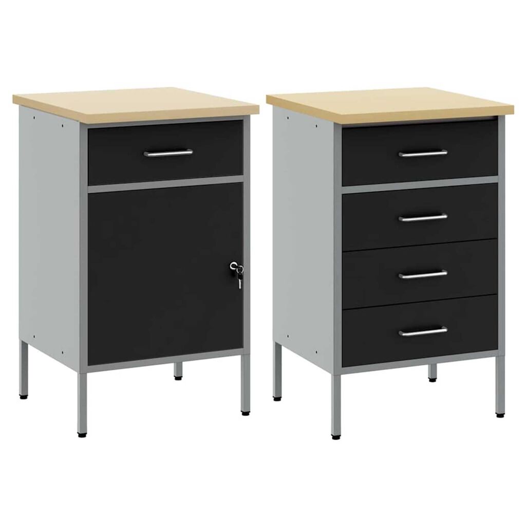 vidaXL Ντουλάπα Εργασίας 2 pcs Μαύρο και Γκρι 100 x 55 x 85 εκ.