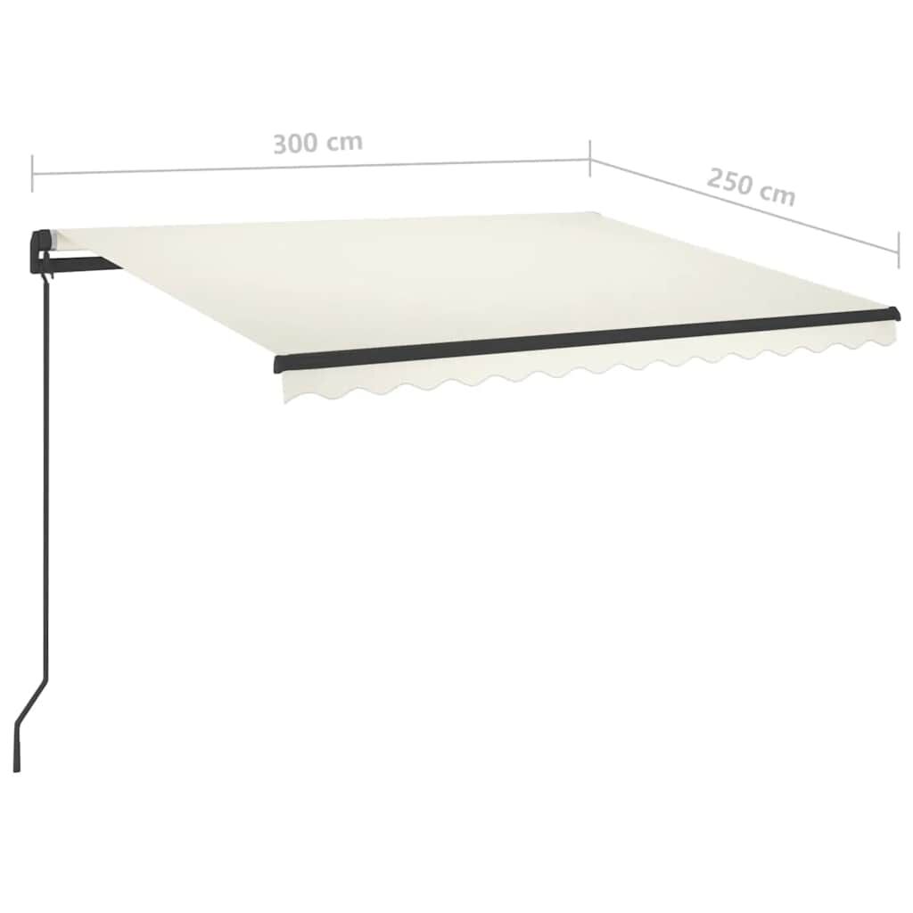 vidaXL Τέντα Αυτόματη με LED και Αισθητήρα Ανέμου Κρεμ 3 x 2,5 μ.