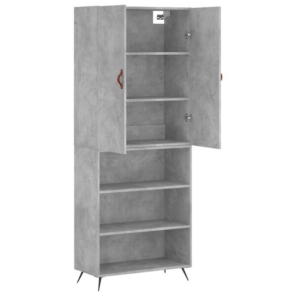 vidaXL Ντουλάπι Γκρι Σκυροδέματος 69,5x34x180 εκ. Επεξεργασμένο Ξύλο