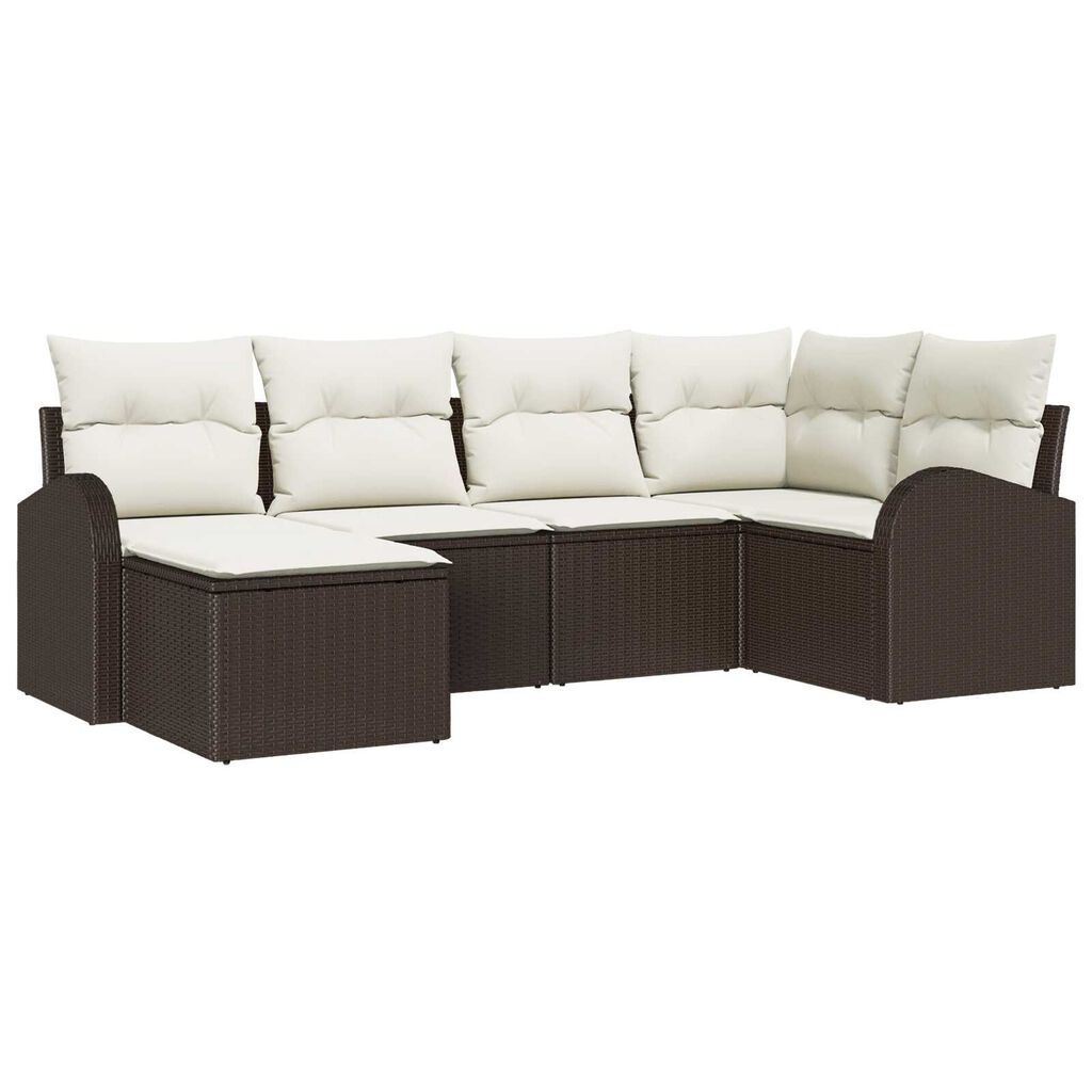 vidaXL Σετ Καναπέ Κήπου με μαξιλάρι 6 pcs Καφέ Πολυ ράταν