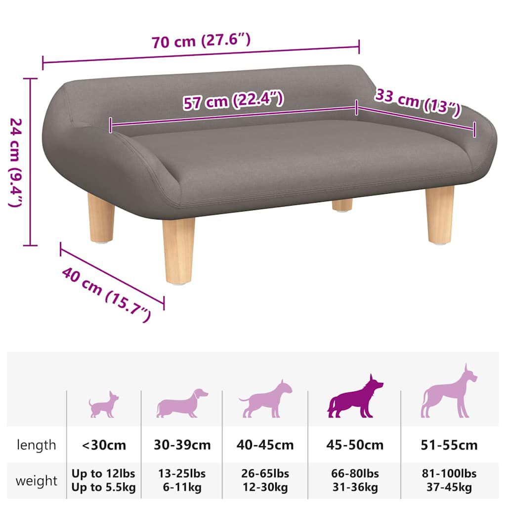 vidaXL Κρεβάτι Σκύλου Taupe 70 x 40 x 24 εκ. Υφασμάτινο