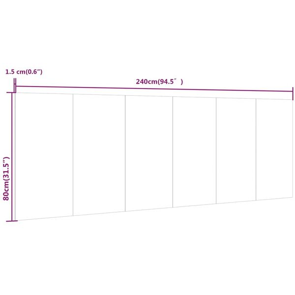 vidaXL Κεφαλάρι Κρεβατιού Μαύρο 240x1,5x80 εκ. από Επεξεργασμένο Ξύλο
