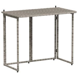 vidaXL Πτυσσόμενο τραπέζι κήπου γκρι 90x51x75 cm Poly Rattan