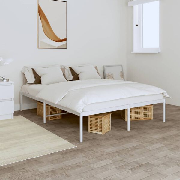 vidaXL Πλαίσιο Κρεβατιού Λευκό 140 x 200 εκ. Μεταλλικό