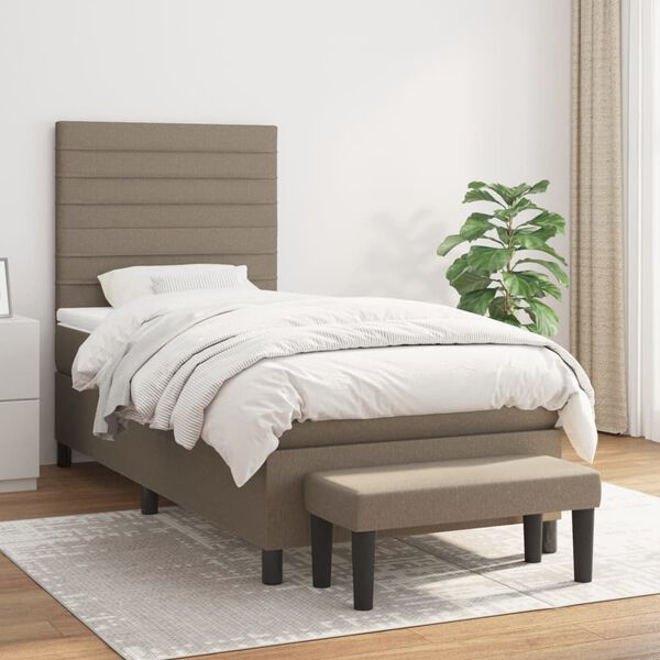vidaXL &Kappa;&rho;&epsilon;&beta;ά&tau;&iota; Boxspring &mu;&epsilon; &Sigma;&tau;&rho;ώ&mu;&alpha; Taupe 80x200 &epsilon;&kappa;. &Upsilon;&phi;&alpha;&sigma;&mu;ά&tau;&iota;&nu;&omicron;