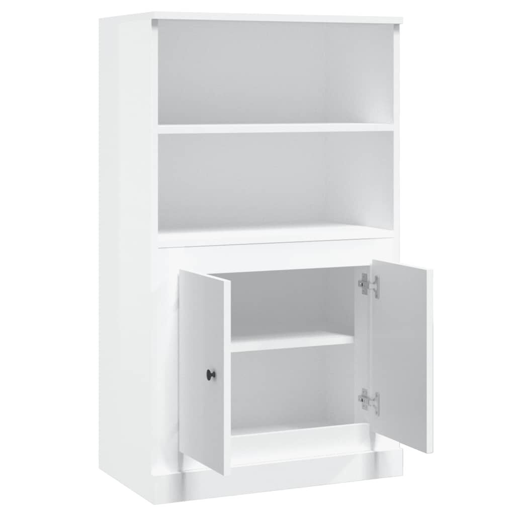 vidaXL Ντουλάπι Γυαλ. Λευκό 60x35,5x103,5 εκ. από Επεξεργασμένο Ξύλο