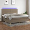 vidaXL &Kappa;&rho;&epsilon;&beta;ά&tau;&iota; Boxspring &mu;&epsilon; &Sigma;&tau;&rho;ώ&mu;&alpha; & LED Taupe 200x200 &epsilon;&kappa;. &Upsilon;&phi;&alpha;&sigma;&mu;ά&tau;&iota;&nu;&omicron;