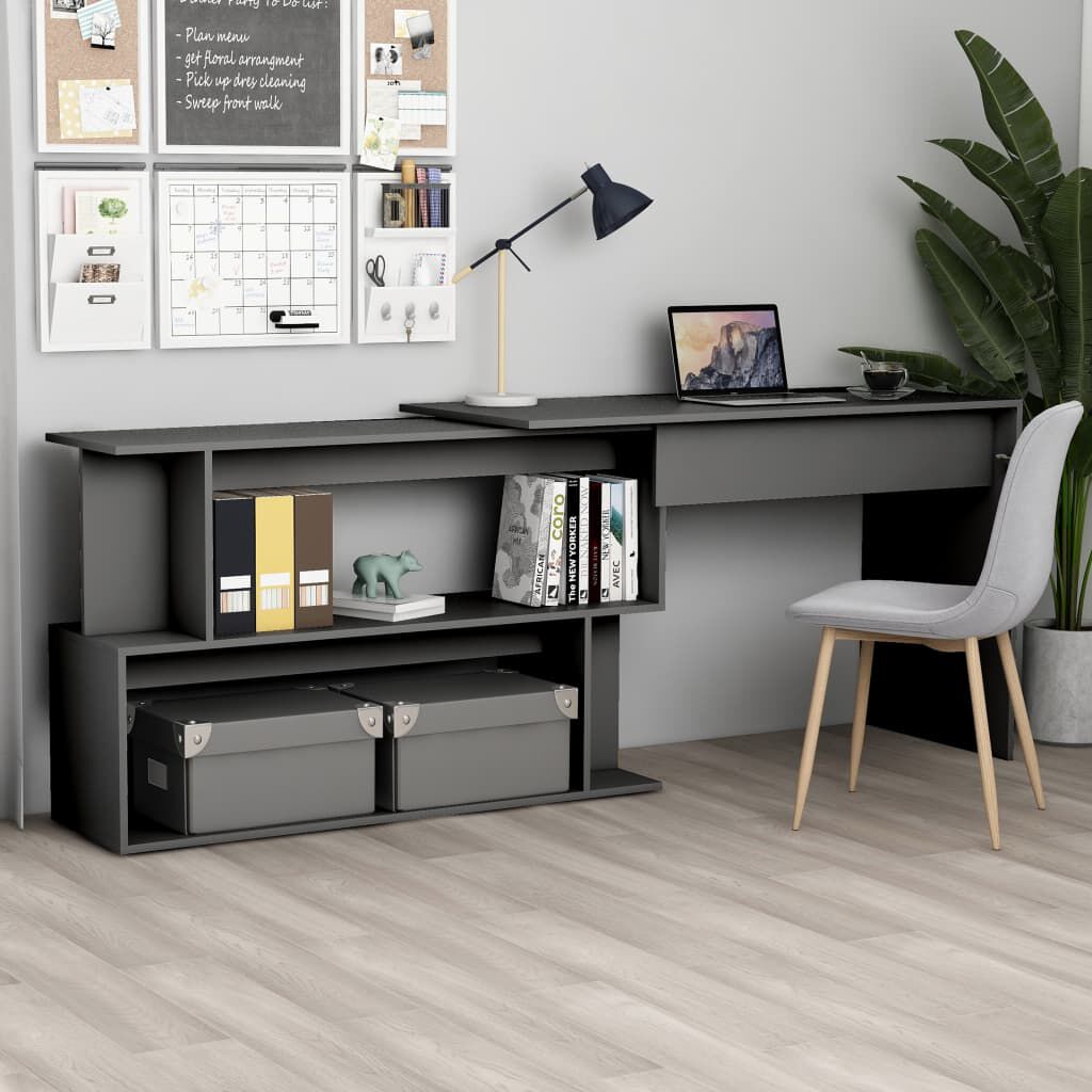 vidaXL Γραφείο Γωνιακό Γκρι 200 x 50 x 76 εκ. από Μοριοσανίδα