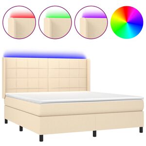 vidaXL &Kappa;&rho;&epsilon;&beta;ά&tau;&iota; Boxspring &mu;&epsilon; &Sigma;&tau;&rho;ώ&mu;&alpha; & LED &Kappa;&rho;&epsilon;&mu; 180x200 &epsilon;&kappa;. &Upsilon;&phi;&alpha;&sigma;&mu;ά&tau;&iota;&nu;&omicron;