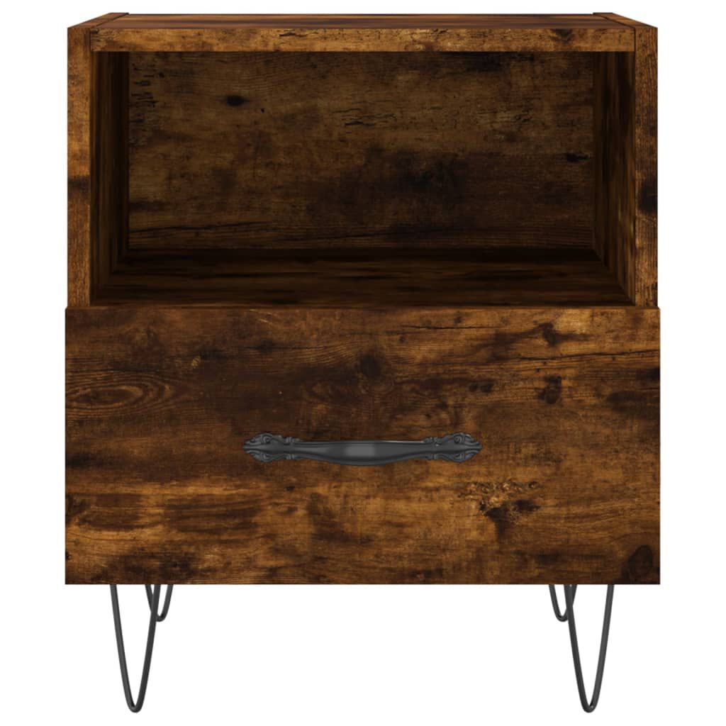 vidaXL Κομοδίνα 2 τεμ. Καπνιστή Δρυς 40 x 35 x 47,5 εκ. Επεξεργ. Ξύλο