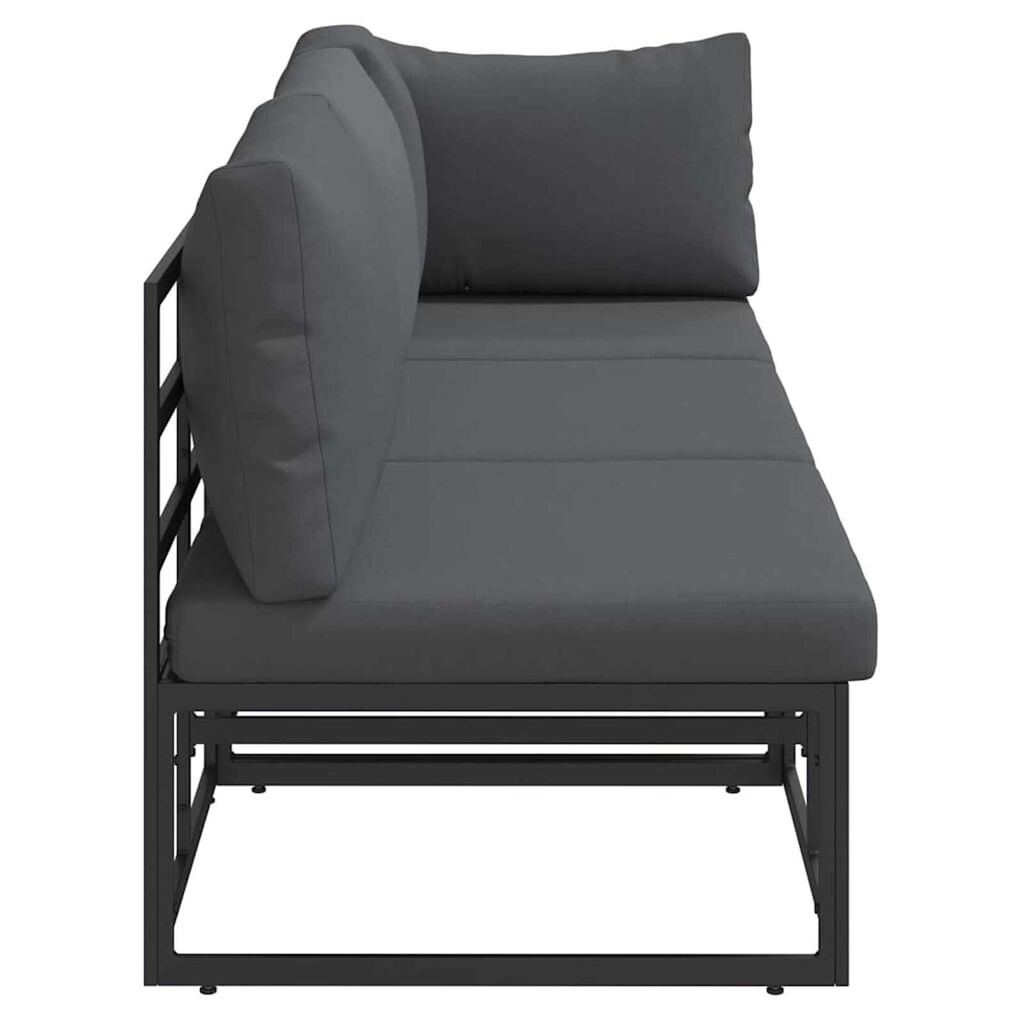 vidaXL Εξωτερικά Έπιπλα με μαξιλάρι με μαξιλάρι 3 pcs Μαύρο Αλουμίνιο