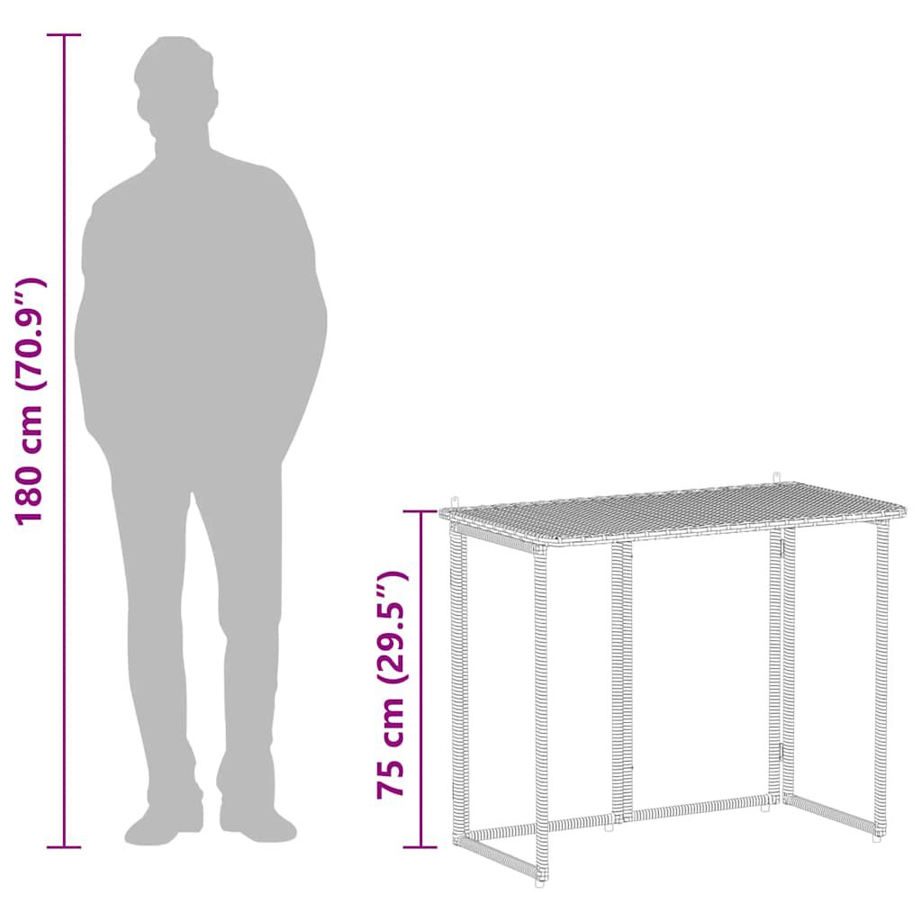 vidaXL Πτυσσόμενο τραπέζι κήπου καφέ 90x51x75 cm Poly Rattan