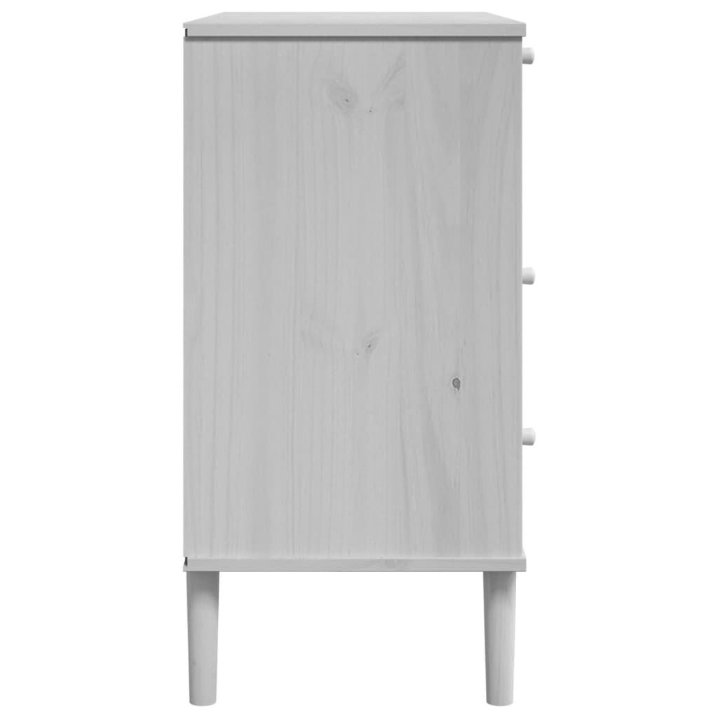 vidaXL Συρταριέρα SENJA Λευκή Όψη Ρατάν 80x40x80 εκ. Μασίφ Ξύλο Πεύκου