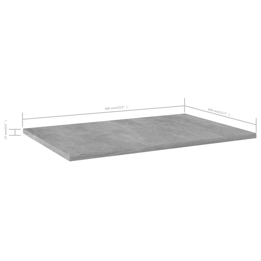 vidaXL Ράφια Βιβλιοθήκης 4 τεμ. Γκρι Σκυροδ. 60x40x1,5 εκ. Επεξ. Ξύλο
