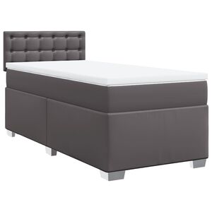 vidaXL Κρεβάτι Boxspring με Στρώμα Γκρι 100x200εκ. από Συνθετικό Δέρμα
