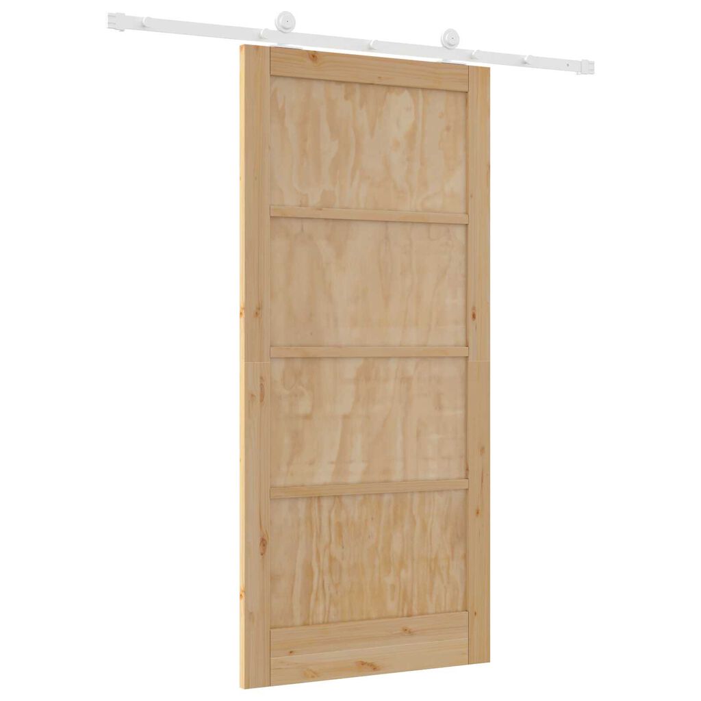vidaXL Σετ Συρόμενης Πόρτας Φυσικό και λευκό 93 x 202 cm