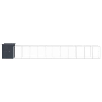 vidaXL Σπιτάκι Σκύλου με Αυλή Ανθρακί 165x1271x181 εκ. Γαλβαν. Χάλυβας