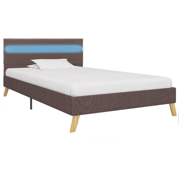 vidaXL Πλαίσιο Κρεβατιού με LED Χρώμα Taupe 90 x 200 εκ. Υφασμάτινο