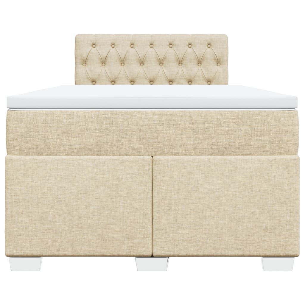 vidaXL Κρεβάτι Boxspring με Στρώμα Κρεμ 120x190 εκ. Υφασμάτινο