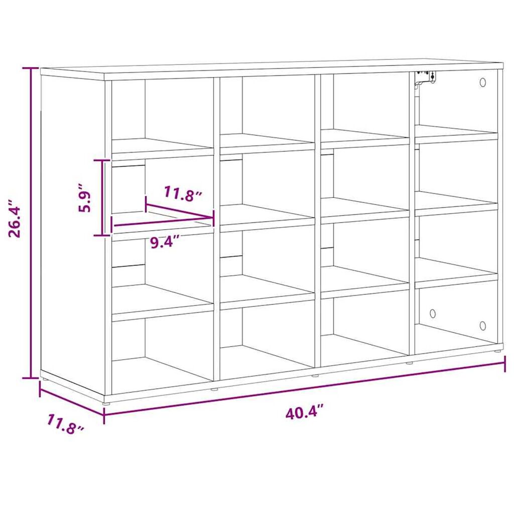 vidaXL Ντουλάπα Παπουτσιών Λευκό 103 x 30 x 67 εκ. Επεξεργασμένο ξύλο