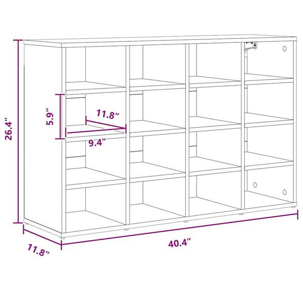 vidaXL Ντουλάπα Παπουτσιών Λευκό 103 x 30 x 67 εκ. Επεξεργασμένο ξύλο