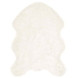 vidaXL Ψεύτικο Δέρμα Προβάτου Χαλί Λευκό 80 x 120 cm Πολυεστέρας