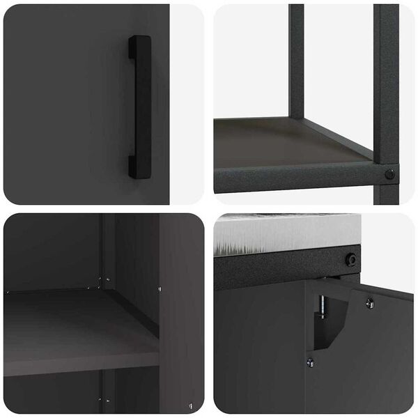 vidaXL Σετ Αποθήκευσης Κουζίνας με ράφι 3 pcs Μαύρο 240 x 50 x 92 εκ