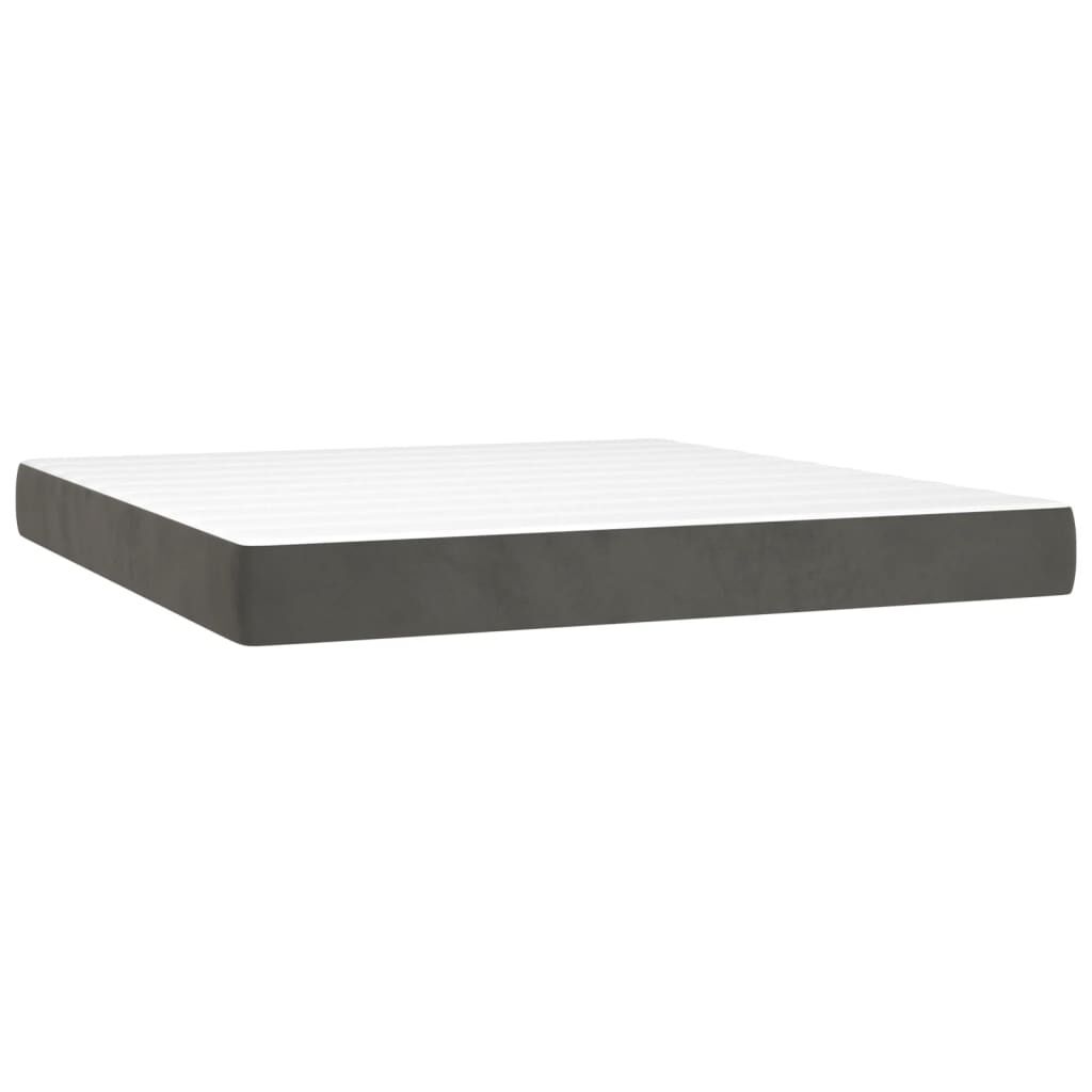 vidaXL Κρεβάτι Boxspring με Στρώμα & LED Σκ. Γκρι 180x200εκ. Βελούδινο