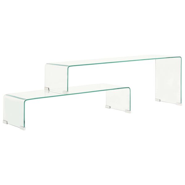 vidaXL Τραπεζάκι Σαλονιού Σετ 2 τεμ 90x30x20/110x30x40 εκ Ψημένο Γυαλί