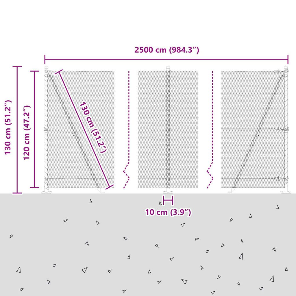 vidaXL Φράχτης με Στήλες. Γκρι 1.2 x 25 m Ατσάλι με επικάλυψη PVC