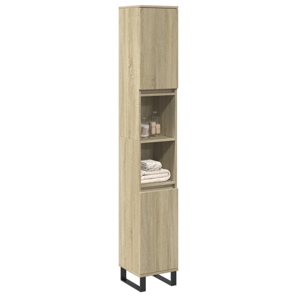 vidaXL Ντουλάπι Μπάνιου Sonoma Δρυς 30x30x190 εκ. Επεξεργασμένο Ξύλο