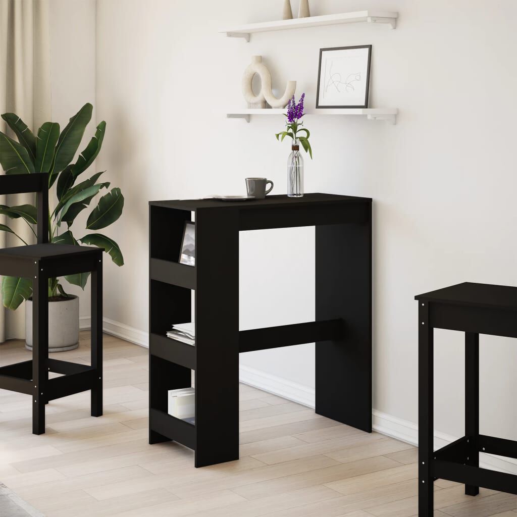 vidaXL Τραπέζι Μπαρ με Ράφια Μαύρο 90x40x103,5 εκ. Επεξεργ. Ξύλο